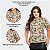 Blusa Feminina Elegante Manga Curta Bufante/Princesa Decote Gota - Estampada - Imagem 3