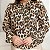 Camisa Feminina Animal Print Onça Floral Manga Longa/Bufante Gola Laço - Imagem 5