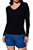 Blusa Feminina Gola V Manga Longa Visco Lycra - Imagem 3