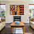 Conjunto com 2 quadros FineArt Abstrato em Cores Bege, Amarelo e Blush - Imagem 1