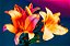 Quadro FineArt Flores de Lírio no Fundo Azul Escuro em Luz Neon - Imagem 2