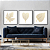 Conjunto com 3 quadros FineArt Ilustração com Folhas em Ouro - Imagem 1