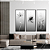 Conjunto de 3 Quadros FineArt Flores em Preto e Branco - Imagem 1