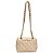 Bolsa Feminina Couro Legitimo Matelassê Mini Bag - Nude C/ Dourado - Imagem 4