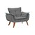 Poltrona Decorativa Opala Suede Cinza - Imagem 1