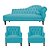 Divã Cancun 160cm Esquerdo + 2 Poltronas Genesis Azul Turquesa - Imagem 1