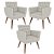 Kit 3 Poltronas Nina com Capitone - Bege - Imagem 1