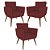 Kit 3 Poltronas Nina com Capitone - Vermelho - Imagem 1