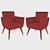 Kit 2 Poltronas Nina com Capitone - Vermelho - Imagem 1