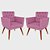 Kit 2 Poltronas Nina com Capitone - Rosa - Imagem 1