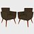Kit 2 Poltronas Nina com Capitone - Marrom - Imagem 1
