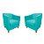 Kit 2 Poltronas Titânio Suede Azul Tiffany - Imagem 1