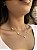 Choker 5 trevo rosa • folheado a ouro - Imagem 1
