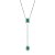 Colar gravatinha Vênus em ouro branco com esmeralda quadrada e gota cravejado com diamantes - Imagem 1