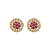 Brincos em ouro amarelo com rubis centrais cravejado com diamantes - Imagem 1