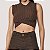 BLUSA COLCCI REGATA MARROM CROPPED CANELADO FEMININO - Imagem 1
