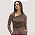 BLUSA SLY MANGA LONGA TULE MARROM FEMININO ADULTO - Imagem 1