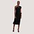 VESTIDO COLCCI NULA MANGA MIDI VISCO PRETO FEMININO ADULTO - Imagem 1