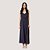 VESTIDO SLY REGATA  CREPE FAIXA LONGO AZUL MARINHO FEMININO ADULTO - Imagem 3