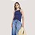 BLUSA COLCCI REGATA MALHA AZUL MARINHO FEMININO ADULTO - Imagem 1
