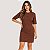 VESTIDO COLCCI MANGA CURTA CANELADO MARROM FEMININO ADULTO - Imagem 1