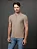 Polo Calvin Klein Masculina Slim Ziper Caqui Medio - Imagem 1