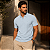 Polo Manga Curta Ziper Piquet Simples Azul Celeste - Imagem 1