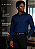 Camisa Aramis Manga Longa Slim Mini Xadrez Damero Azul Medio Com Marinho - Imagem 3