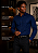 Camisa Aramis Manga Longa Slim Mini Xadrez Damero Azul Medio Com Marinho - Imagem 4