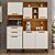 Kit Cozinha 160cm com 6 Portas 2 Gavetas e Nichos Nápoles Cinamomo/Off White Itatiaia - Imagem 2