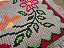 Tapete Arraiolo Moldura Flor Fundo Bege 55x80cm - Imagem 2