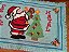 Tapete Arraiolo Azul Papai Noel Natal 43x70cm - Imagem 4