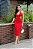 Vestido Modal Midy com Amarração e Abertura Lateral - Vermelho e Amarelo - Imagem 1
