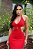 Vestido Modal Midy com Amarração e Abertura Lateral - Vermelho e Amarelo - Imagem 3