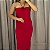 Vestido Liso Midi Modal com Flor no Pescoço - Vermelho e Branco - Imagem 2