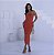 Vestido Liso Midi Modal com Flor no Pescoço - Vermelho e Branco - Imagem 1