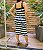 Vestido midi modal listrado- AZUL E MARROM - Imagem 2
