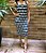Vestido midi modal listrado- AZUL E MARROM - Imagem 3