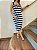 Vestido midi modal listrado- AZUL E MARROM - Imagem 1