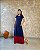 Vestido Longo C/ Manga Curta, Barrado Em Segunda Cor C/ Bolsos E Fendas Laterais - Slim e Plus Size - Imagem 6
