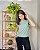 Blusa Manga Curta C/ Decote Redondo E Revel Em Pespontos - Slim e Plus Size - Imagem 3