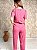 Conjunto Blusa Decote Canoa, Manga Sino E Botão, Calça Pantalona C/ Bolsos E Cós Franzido-Slim Size - Imagem 4