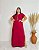 Vestido Longo Manga Curta Decote Redondo e Fendas Laterais- Plus Size - Imagem 1