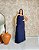 Vestido Longo Decote V Alças Largas Detalhes Em Cor E Fendas Laterais -Plus Size - Imagem 1