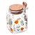 Porta Mantimento Quadrado de Vidro com Tampa e Colher de Bambu Flora 270ml - Lyor - Imagem 1