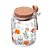 Porta Mantimento Redondo de Vidro com Tampa e Colher de Bambu Flora 240ml - Lyor - Imagem 1