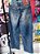 Calça Jeans Recortes Azul Estonado - Imagem 2