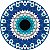 Base MDF Fio de Malha Crochê Redonda Mandala Olho Grego Azul - Imagem 1