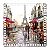 Base MDF Fio de Malha Crochê Quadrada Pintura Cidade Paris - Imagem 1