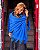 Pashmina Azul Royal com Pompons Naturais - Imagem 1